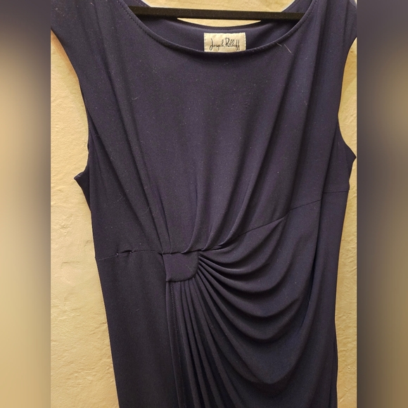 Joseph Ribkoff Black Draped Midi Dress Sleeveless Elegant - Picture 5 of 8